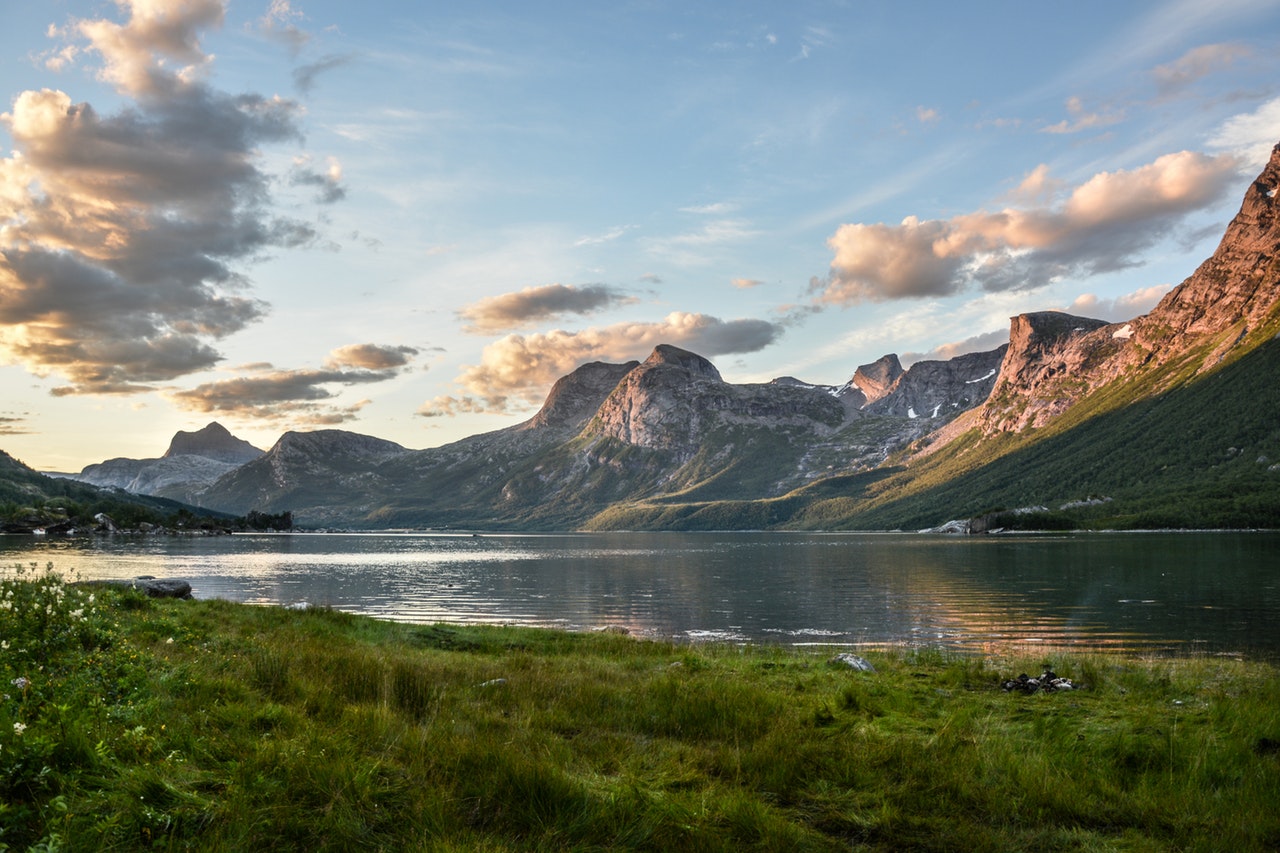 Mountain And Lake At Sunset 135157